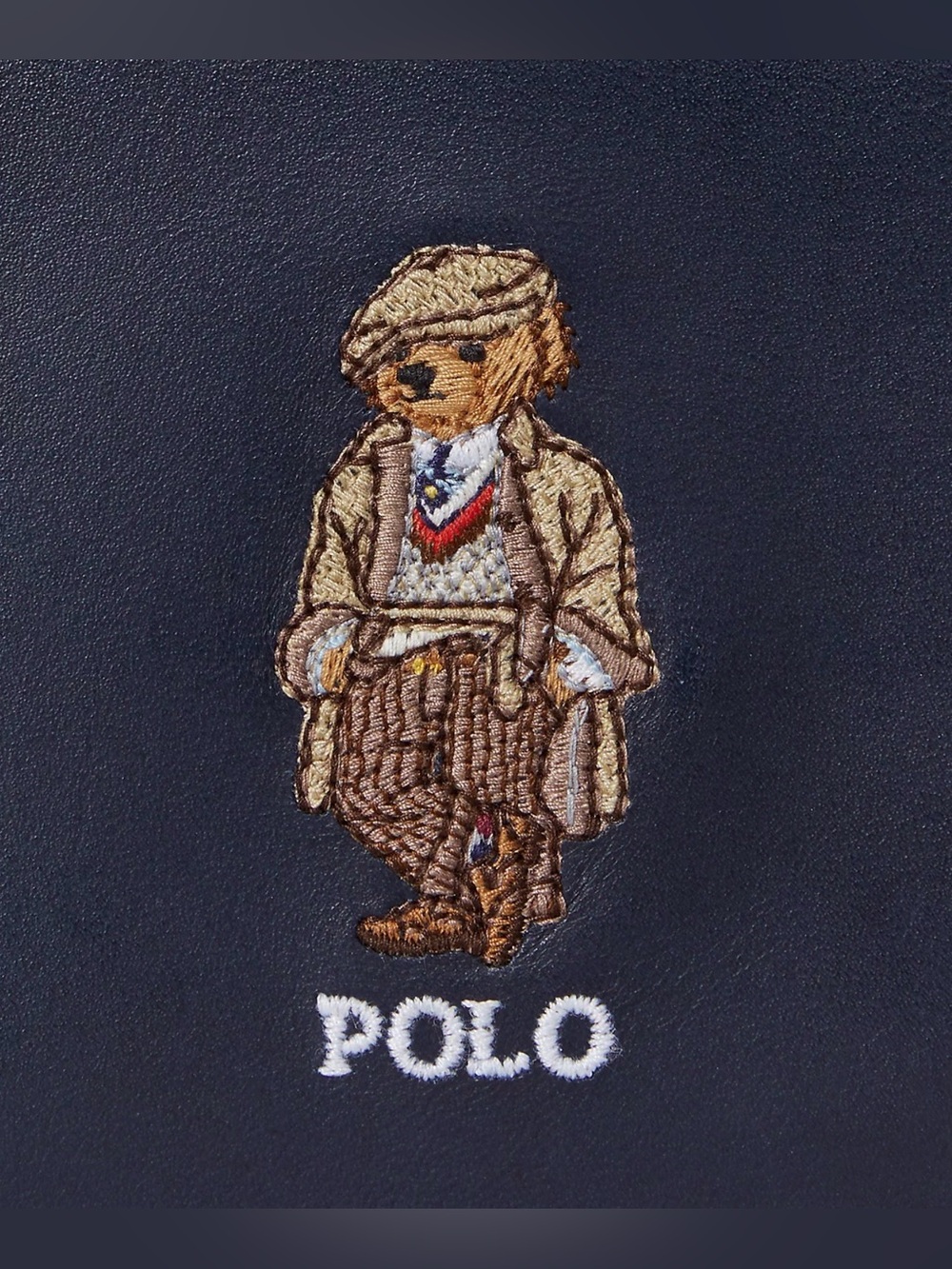 NEW Polo Ralph Lauren Navy Blue HERITAGE BEAR Leather Double Billfold Wallet - Picture 4 of 11